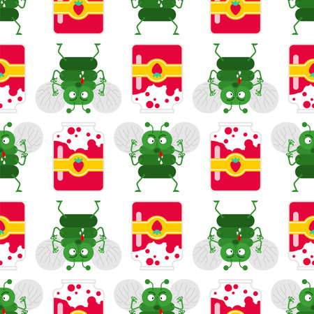 Fly and jam pattern seamless. Fly eats confiture backgroundのイラスト素材