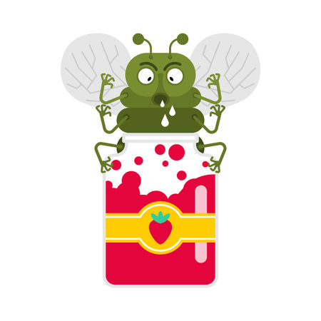 fly and jam. Fly eats confitureのイラスト素材