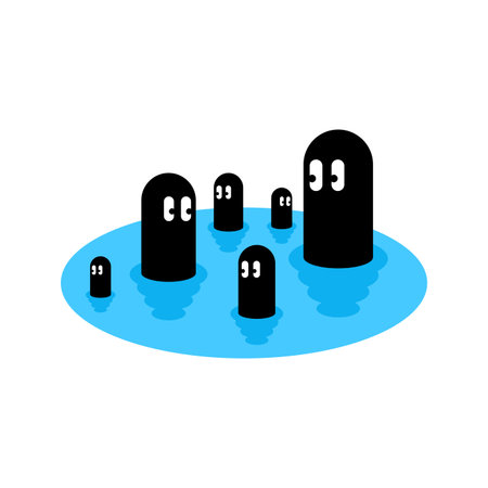 Microbes in puddle cartoon isolated. vector illustrationのイラスト素材