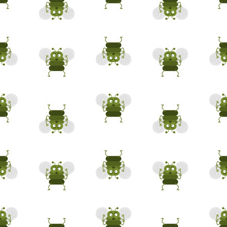 Fly cartoon pattern seamless. horsefly, gadfly backgroundのイラスト素材