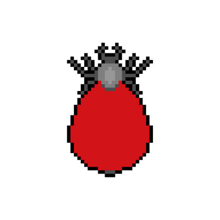 Mite pixel art. 8 bit Encephalitic red tick pixelated.のイラスト素材