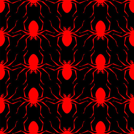 Spider pattern seamless. Poisonous dangerous insect background. vector textureのイラスト素材
