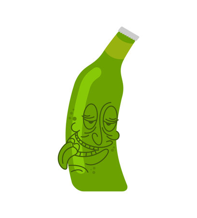 Drunk beer bottle cartoon isolated. alcohol illustrationのイラスト素材