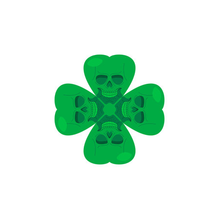 skull clover. Four leaf clover for good luck with a skeletonのイラスト素材