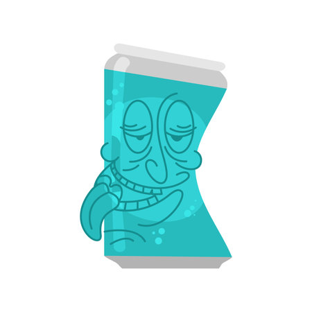 Drunk can of beer cartoon isolated. alcohol illustration