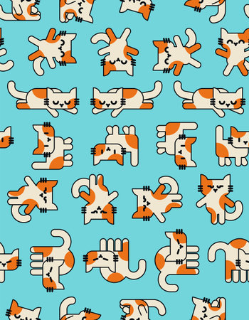 Cartoon cute kitten pattern seamless. pet background. baby fabric textureのイラスト素材