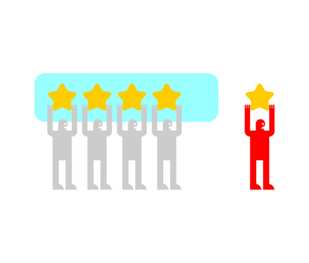 People hold stars for rating. decline rating concept reviewのイラスト素材