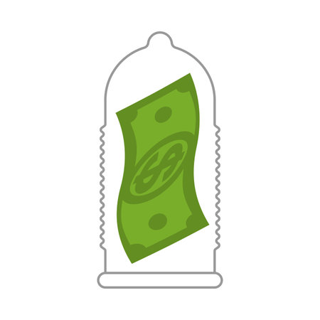 money in condom. dollar protection concept.のイラスト素材