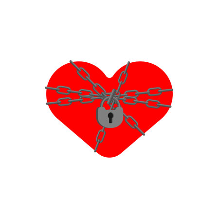 Heart in chains. Concept of unrequited love chained.のイラスト素材