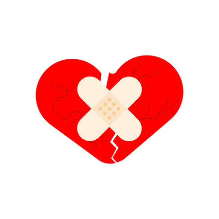 Heart with plaster. Seal up broken heart.のイラスト素材