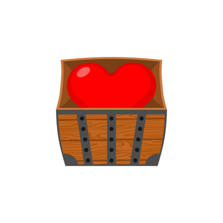 Heart in wooden chest. Concept hide love.のイラスト素材