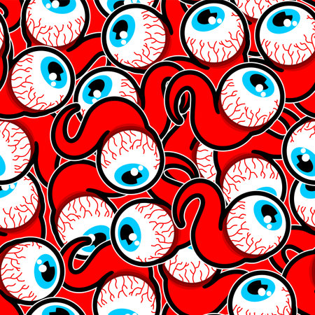 Eyeball pattern seamless. Eye and nerves anatomy background.のイラスト素材