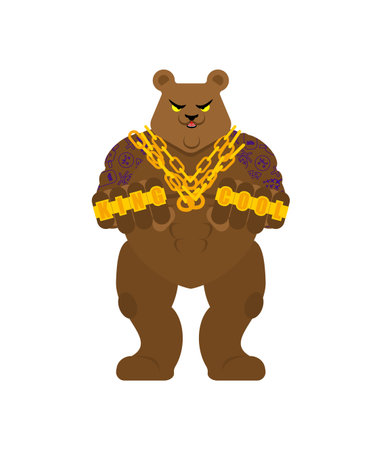 Bear gangster. Cool Beast. SWAG gangsta. Grizzly guy rapperのイラスト素材