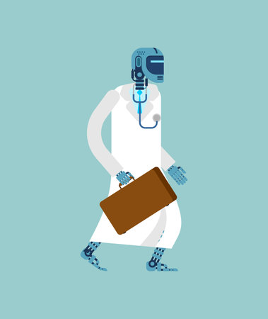 Robot Doctor. Concept of Artificial Intelligence and Machines Will Replace Human Professionsのイラスト素材