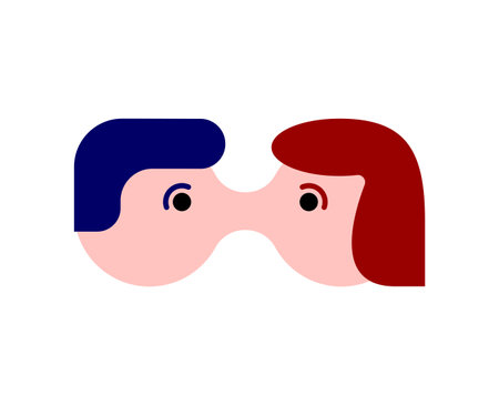 Kissing couple sign. Boy and girl kissing symbol.のイラスト素材