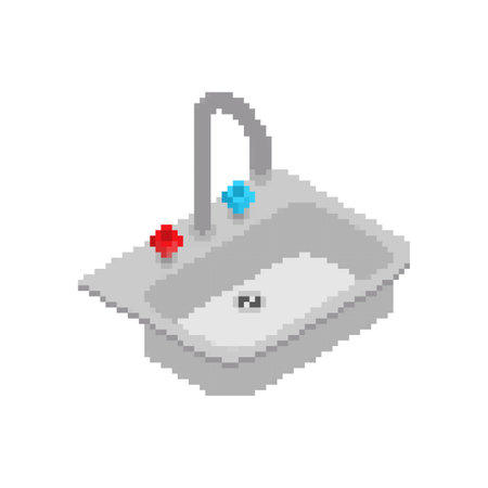 Kitchen sink pixel art. 8bit Kitchenwareのイラスト素材