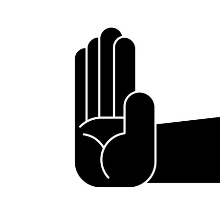 Hand stop refusal sign icon. Outstretched palms refusal sign.のイラスト素材