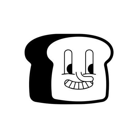 Happy toast with a cartoon face. Perfect for children's design, food packaging, and playful...