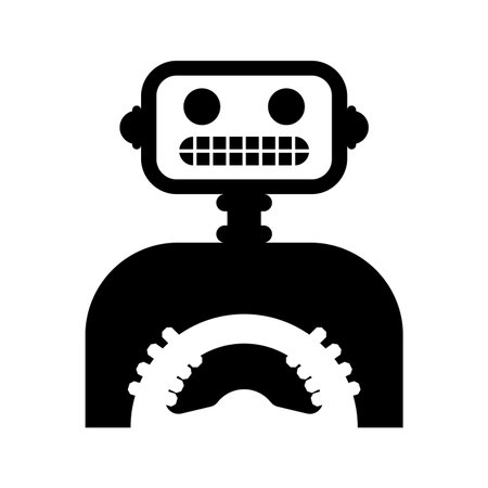 robot taxi driver sign icon. Vector concept about artificial intelligence, autonomous vehicles, urban mobility, future transportation, and innovative smart services.のイラスト素材