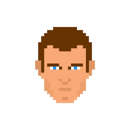 Male portrait in pixel art style. Character concept for gaming, digital identity, or retro aesthetic themesのイラスト素材