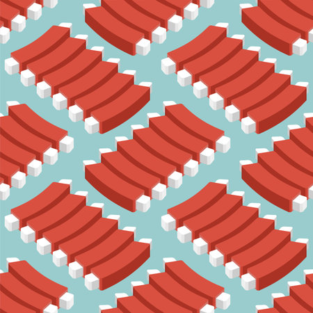Seamless pattern with grilled BBQ meat ribs on teal background. Delicious food ornament for...