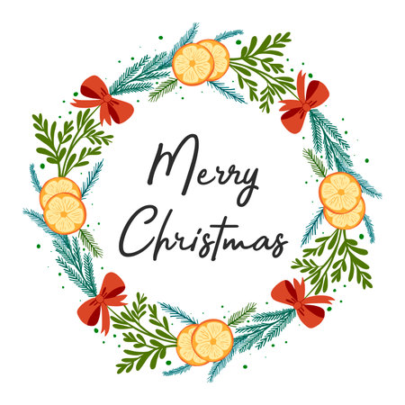 Vintage engraving Christmas wreath illustration. Hand drawn.のイラスト素材