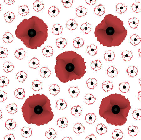 Poppy seamless pattern. Perfect for wallpaper, wrapping paper, background, greeting cards or fabric.のイラスト素材