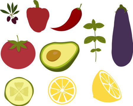 Fresh vegetables set for salad.のイラスト素材