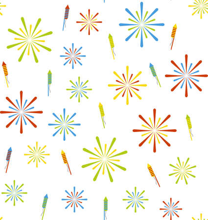 Firework and firecracker seamless vector pattern.のイラスト素材
