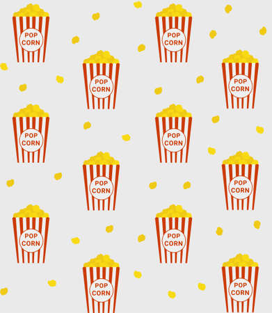 Popcorn in a box or bucket vector seamless pattern.のイラスト素材