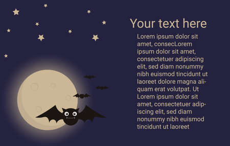 Halloween background with moon, bat and stars. Perfect for banners, flyers, posters or greeting cards.のイラスト素材