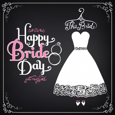 Invitation template with beautiful wedding dress.  Vintage styleのイラスト素材