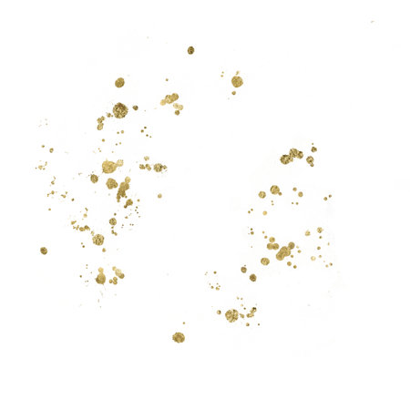Gold graphic spots, splashes, digital graphics, handmade digital illustration highlighted on a white background. For holiday greeting cards and invitations, packaging, printing on textiles, wallpaperの写真素材