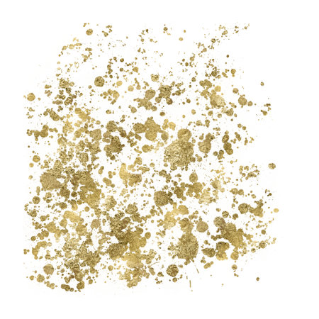 Gold graphic spots, splashes, digital graphics, handmade digital illustration highlighted on a white background. For holiday greeting cards and invitations, packaging, printing on textiles, wallpaperの写真素材