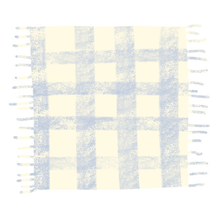 Square tablecloth, napkin, checkered cloth, digital illustration on a white background. An element for designing and composing compositions with food.の写真素材