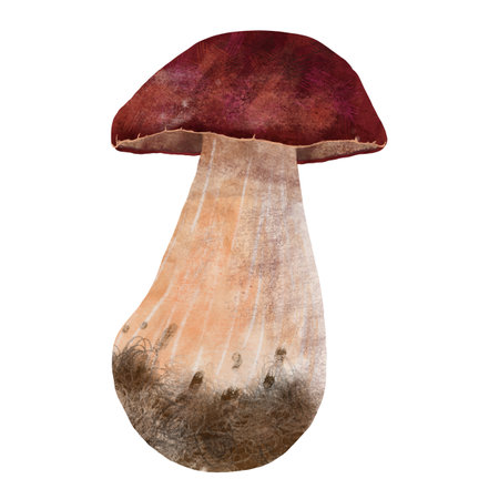 Edible aspen mushroom, handmade digital illustration on a white background. An element for the design of postcards, invitations, packaging, textiles, wallpaper.の写真素材