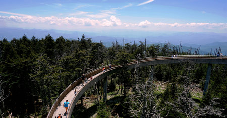 Spectacular view in Great Smoky Mountains National Park. Clingmans Dome. Tennessee. Blue Ridge Mountains, North Carolina. Appalachian trails. Hiking. Good views. Asheville. West Viの写真素材