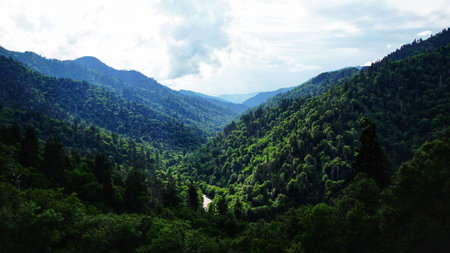Spectacular view in Great Smoky Mountains National Park. Clingmans Dome. Tennessee. Blue Ridge Mountains, North Carolina. Appalachian trails. Hiking. Good views. Asheville. West Viの写真素材