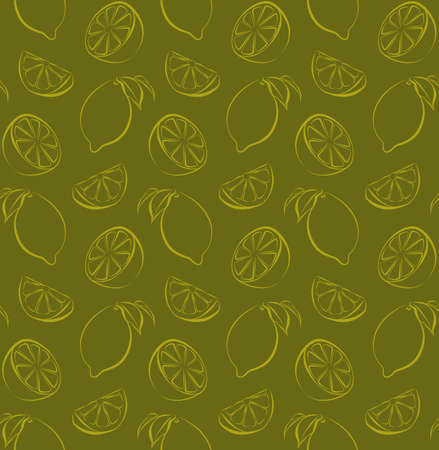 Seamless vector pattern with slices and hole lemons and limesのイラスト素材