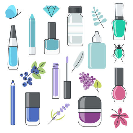 Vector set of decorative cosmetics in different color inspired by natureのイラスト素材