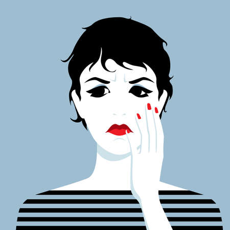 Vector illustration of very unhappy womanのイラスト素材