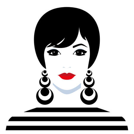 Vector illustration of beautiful young girl with big earringsのイラスト素材