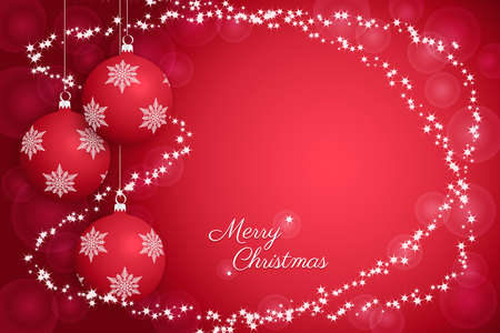 Vector christmas background with red christmas ballsのイラスト素材