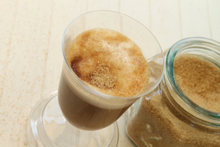 Cortado coffee and brown sugarの写真素材