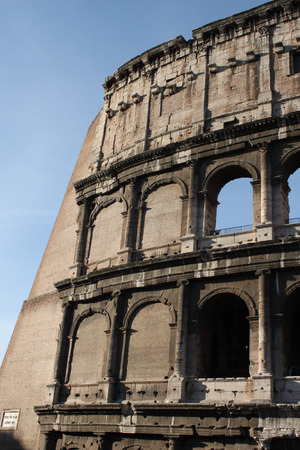 Colosseum, elliptical Flavian amphitheatre largest in Roman Empire built in 80AD by Emperor Vespasianの写真素材
