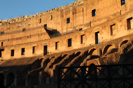Colosseum, elliptical Flavian amphitheatre largest in Roman Empire built in 80AD by Emperor Vespasian, Rome Italyの写真素材