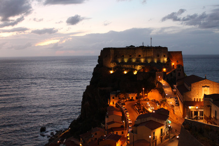 Scilla by night Calabria, Italyの写真素材