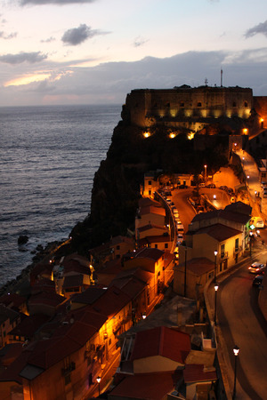 Scilla by night Calabria, Italyの写真素材
