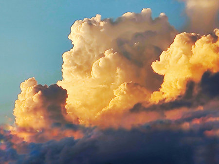 Clouds in the sky at sunset as a background. Nature.