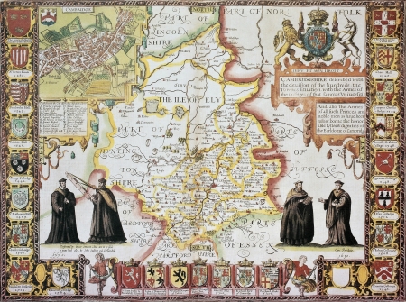 Cambridgeshire old map, from The Theatre of the Empire of Great Britain. Created by John Speed, Published in London, 1611のeditorial素材